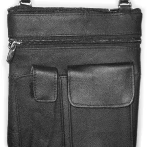 Tag# 3206BK 7.5" X 8.5" Leather Shoulder Bag w/cell & Smart Phone Pouch.