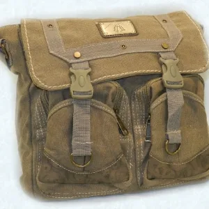 KHAKI CANVAS SHOULDER BAG