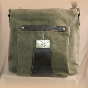 GREEN CANVAS SHOULDER BAG