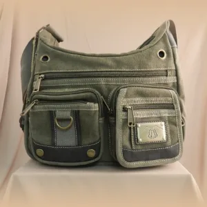 GREEN CANVAS SHOULDER BAG