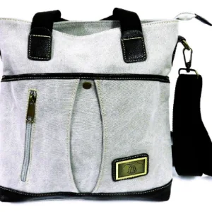 LT GREY CANVAS PURSE 12"H X 11.5"W