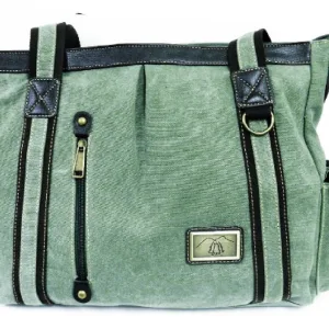 SAGE GREEN CANVAS PURSE 12.5"H X 13.5"W