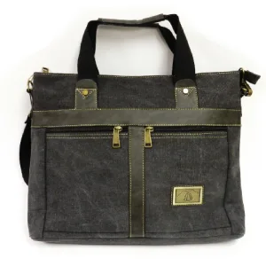CHARCOAL GREY CANVAS BRIEF CASE..12"H X 16"W