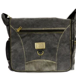 CHARCOAL GREY SHOULDER BAG..13"H X 14"W