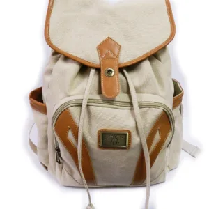 CREAM CANVAS BACKPACK..19"H X15"W