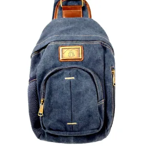 BLUE CANVAS SLING PURSE 13X9..