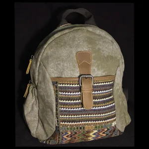 CANVAS W/LEATHER TRIM, BROCADE BACKPACK