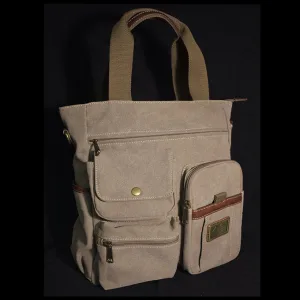LT. BROWN CANVAS SHOULDER BAG/TOTE 14"X14"
