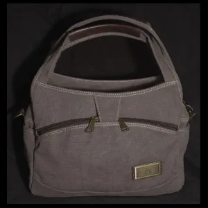 GREY  CANVAS PURSE / SHOULDER BAG ..12 X 10