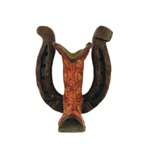 HORSESHOE & BOOT HOOK - RED 6.1"