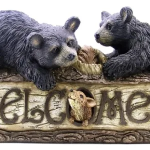 BEAR W/ SQUIRREL WELCOME 9"L